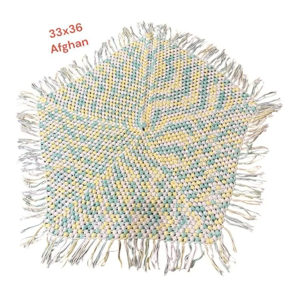 Afghan pastel color Octagon shaped handmade  Throw